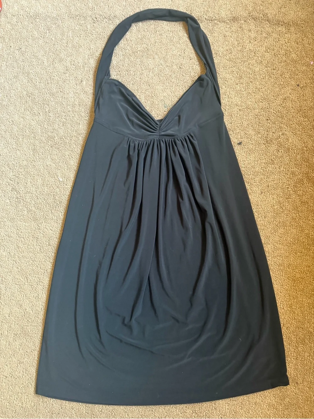 Norma Kamali Black Halter Dress Swim Cover Up Ruched‎ Empire Waist Size M
